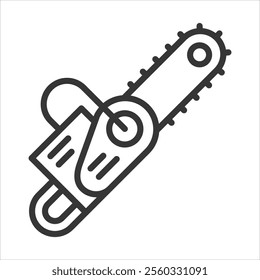 Electric Chainsaw Outline Icon Vector Illustration