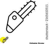 Electric Chainsaw Vector Line Icon