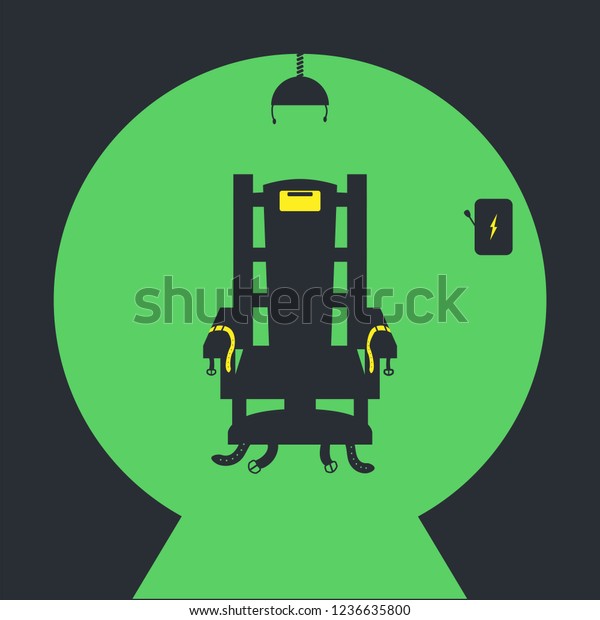 Electric chair\
Vector icon on Green\
background