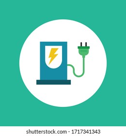 Electric charge flat icon. Flat style vector illustration