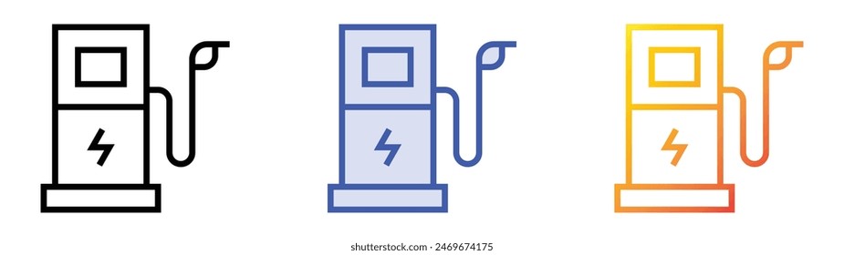 electric charge icon. Linear, Blue Fill and Gradient Style Design Isolated On White Background