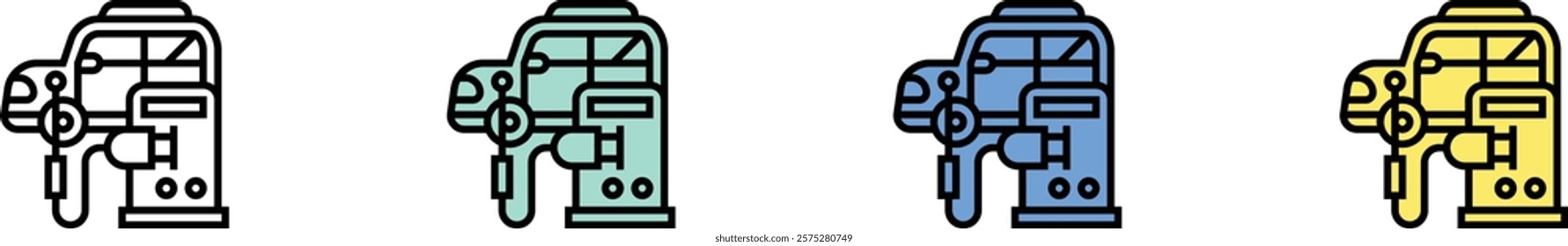 electric charge icon. Outline, Green, Blue and Yellow Style Design Isolated On White Background