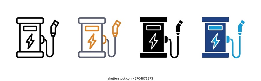 Conjunto de iconos de Recargo eléctrico colección de estilo múltiple