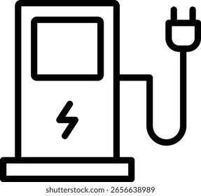 Projeto de ícone de linha de vetor de carga elétrica