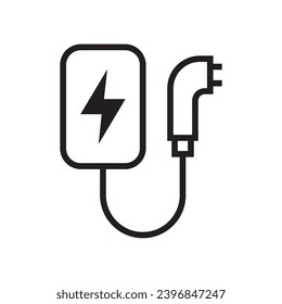 Electric charging icon, Ev charging point station, Stroke outline design, Vector illustration
