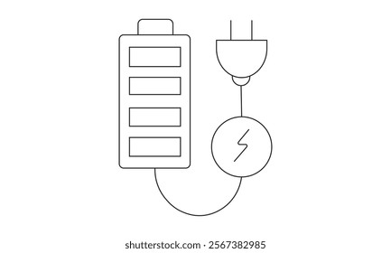 Electric charging icon, charging point station, Stroke outline design, Vector illustration