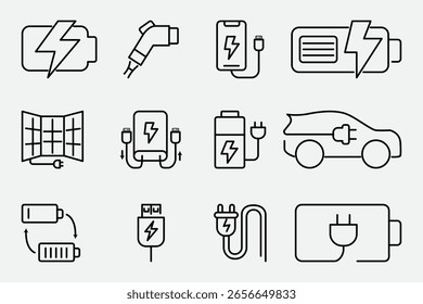 Electric Charging Icons Set — Light and Dark Versions