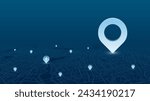 Electric charging nearby your point on map, search on map for charger. Location mark on gps navigation isometric map. Vector illustration on blue background