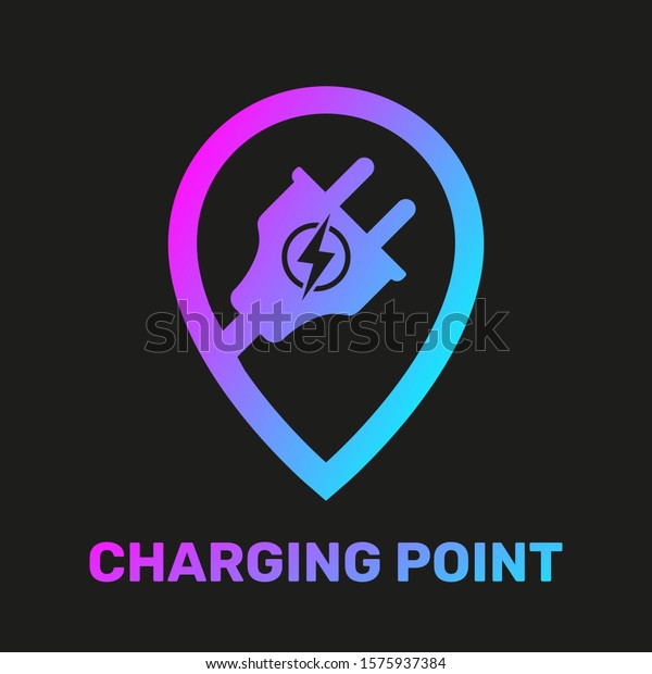 Electric charging\
point. Map pointer, location of charge station. Electric Pin Icon\
Logo Design Element. EPS 10.\
