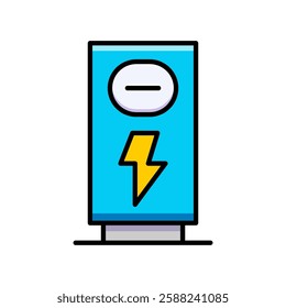 Electric Charging Station Icon with Lightning Bolt, Symbol of Renewable Energy, EV Power, and Sustainable Technology