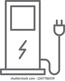 icono de la estación de carga eléctrica. Icono de línea simple en estilo plano. Ilustración vectorial con tema de tecnología sostenible. Icono de esquema detallado