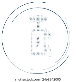 The electric charging station symbol filled with dark blue dots. Pointillism style. Vector illustration on white background