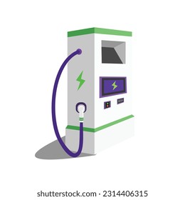 Electric Charging station for electric Vehicle car. 3d vector isometric EV charging stations or electric vehicle recharging stations. Power supply for electric car fast charging. isolated on white.