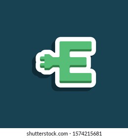 Electric Charging Vector Letter E. E Energy Cable Design in Vector