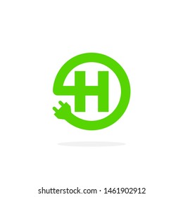Electric Charging Vector Letter H. H Energy Cable Design Vector
