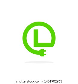 Electric Charging Vector Letter L. L Energy Cable Design Vector