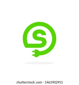 Electric Charging Vector Letter S. S Energy Cable Design Vector