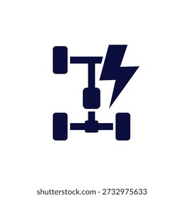 Electric chassis icon, EV and car platform, pictogram on white