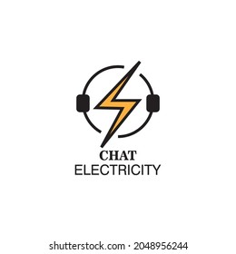 líneas de ilustración de logotipo de chat eléctrico de círculo diseño vectorial