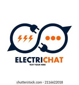 Electric chat vector logo template. This design use plug symbol. Suitable for industry or business