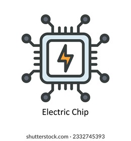 Electric Chip Vector Fill outline Icon Design illustration. Nature and ecology Symbol on White background EPS 10 File