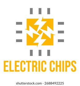Chips eléctricos Diseño de logotipo minimalista plano