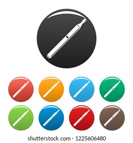 Electric cigarette icons set 9 color vector isolated on white for any design