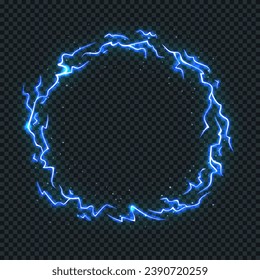 Elektrische Circle Lightings mit Neon-Effekt. Vektor-Glühbirne Sturm-Gewitter. Illustration von glühenden Sturmbolzen