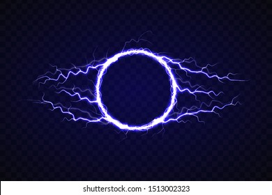 Electric circle with lightning effect. Energy flash ring