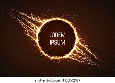 Electric circle with lightning effect. Energy flash ring