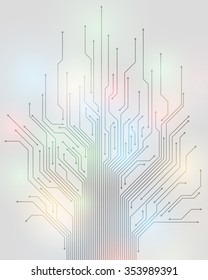 electric circuit and arrow, abstract illustration, vector