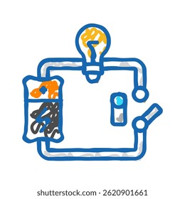 circuito elétrico engenheiro elétrico ícone doodle esboço vetor. circuito elétrico sinal do engenheiro elétrico. símbolo isolado ilustração