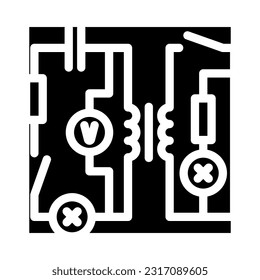 electric circuit electrical engineer glyph icon vector. electric circuit electrical engineer sign. isolated symbol illustration