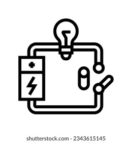 elektrische Schaltung elektrische Ingenieure Linie Symbol Vektorgrafik. elektrisches Schaltkreiszeichen des Elektroingenieurs. isoliertes Kontursymbol