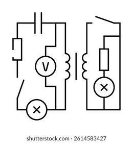 electric circuit electrical engineer line icon vector. electric circuit electrical engineer sign. isolated contour symbol black illustration