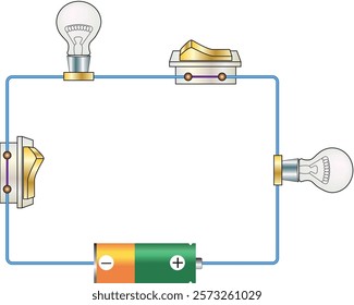 electric circuit - lightbulb, switch, battery