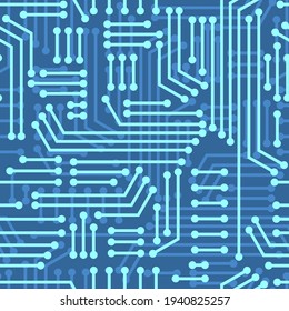 Electric circuitry pattern seamless. Microcircuit background. Circuit board texture