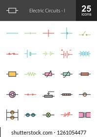 Electric Circuits Filled Line Icons
