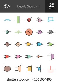 Electric Circuits Filled Line Icons