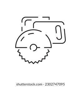 Electric circular saw construction and Tools outline icon vector