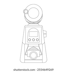 electric coffee grinder isolated on white background, coffee time modern minimalist decoration vector illustration.outline style.