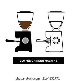 Electric Coffee Grinder Machine, Coffee Machine Vector With Outline