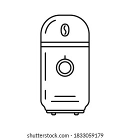 Electric coffee grinder. Vector outline icon. Isolated on white.