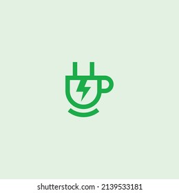 electric coffee logo design icon vector illustration