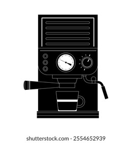 electric coffee machine isolated on white background, coffee time modern minimalist decoration vector illustration.monochrome style.