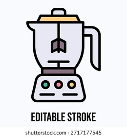 Ícone elétrico da cafeteira isolada do vetor ícone do estilo da cor linear, traço editável
