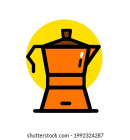 Electric Coffee Pot Flat Icon Isolated On White Background