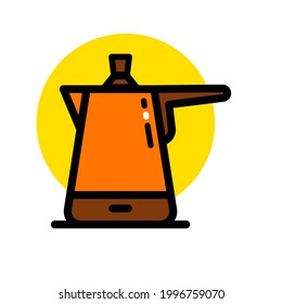 Electric Coffee Pot Flat Icon Isolated On White Background