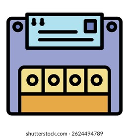 Icono de conmutador eléctrico. Conmutador eléctrico de contorno Vector icono de color plano aislado en blanco