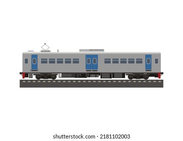 Electric Commuter Train Car. Side View. Simple Flat Illustration.
